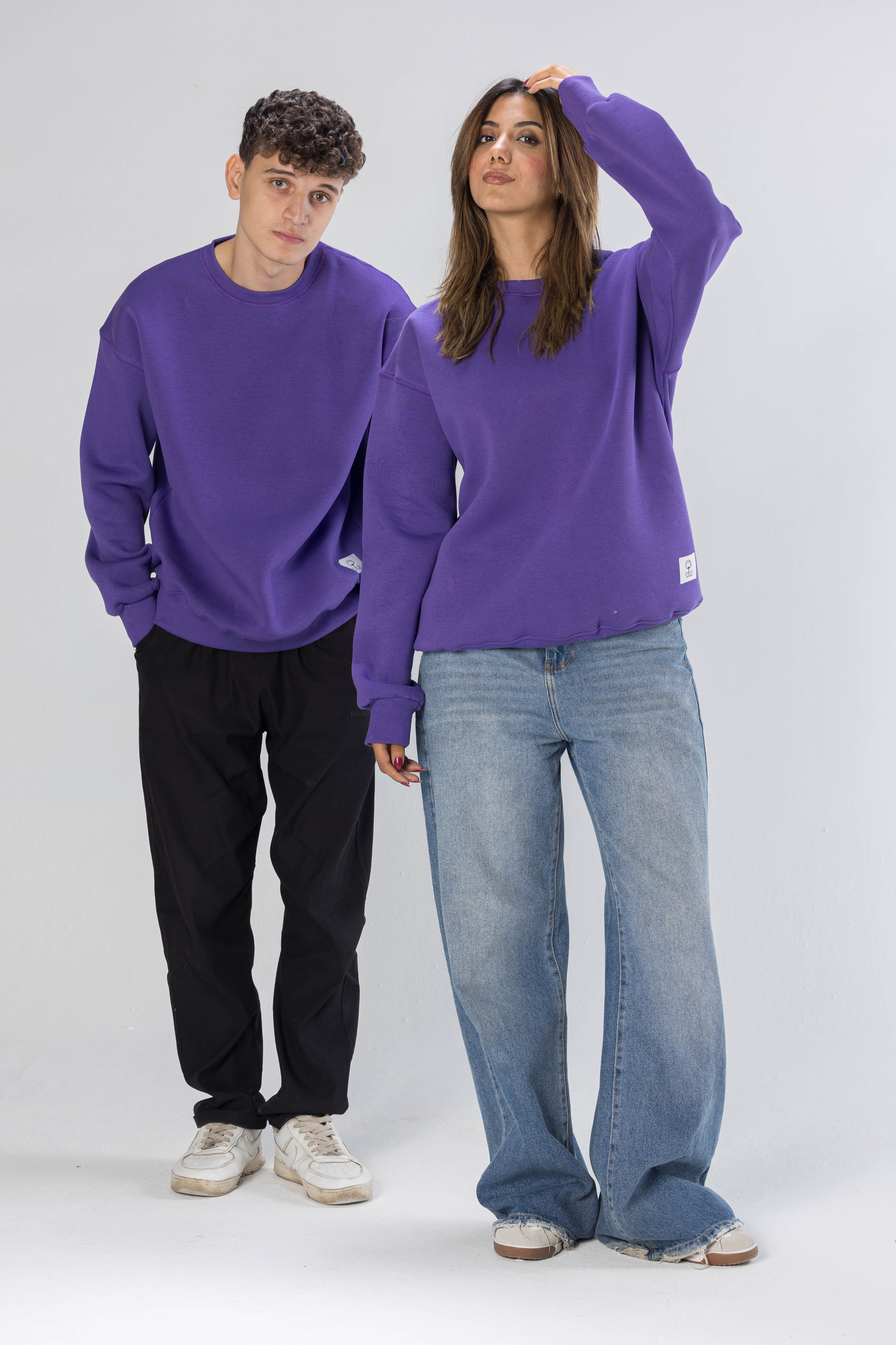 Vibrant Purple Oversized Sweatshirt – ORO Cotton